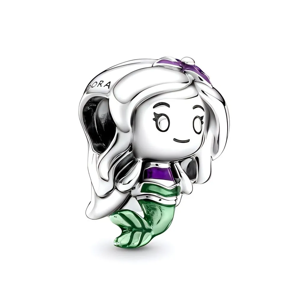Pandora, стерлинговое серебро 925 пробы, эмаль, ювелирные аксессуары, серебряный/фиолетовый/зеленый, женские
