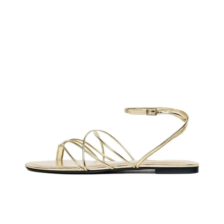 ZARA One Ремень Сандалии 1,5 см Женские Золотые