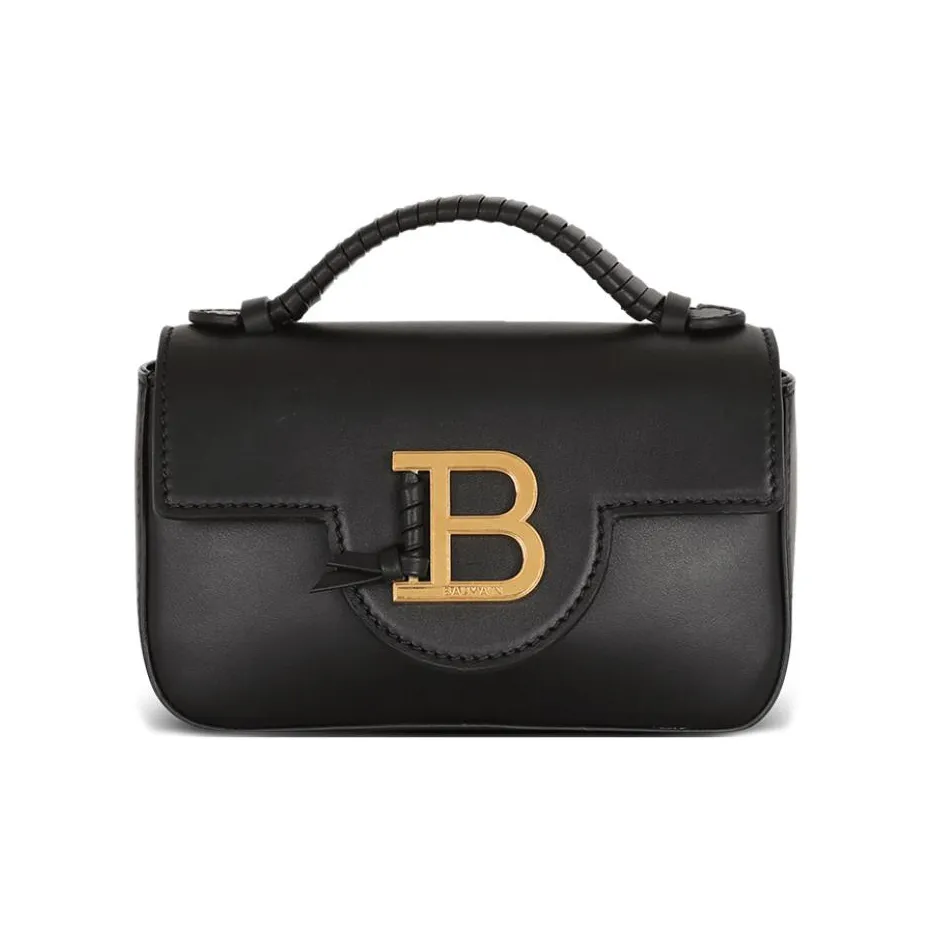 BALMAIN B BUZZ Calfskin One Shoulder Handbag, Crossbody Bag Mini Women's Black