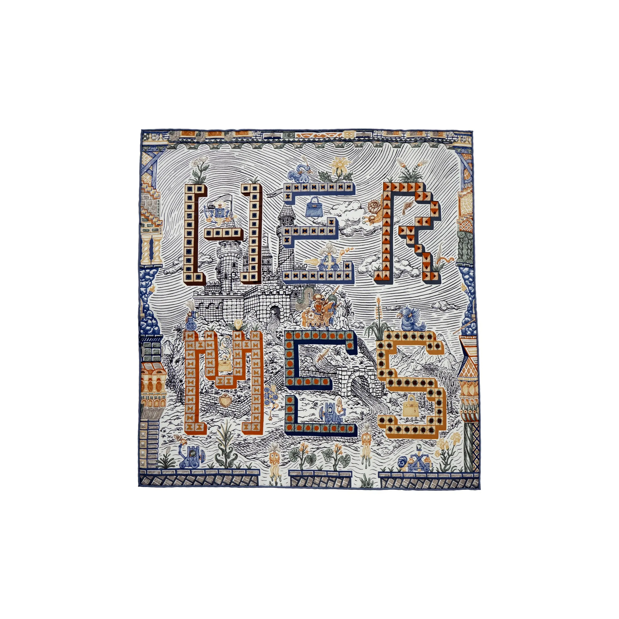 HERMES Шелковые шарфы Унисекс Серый