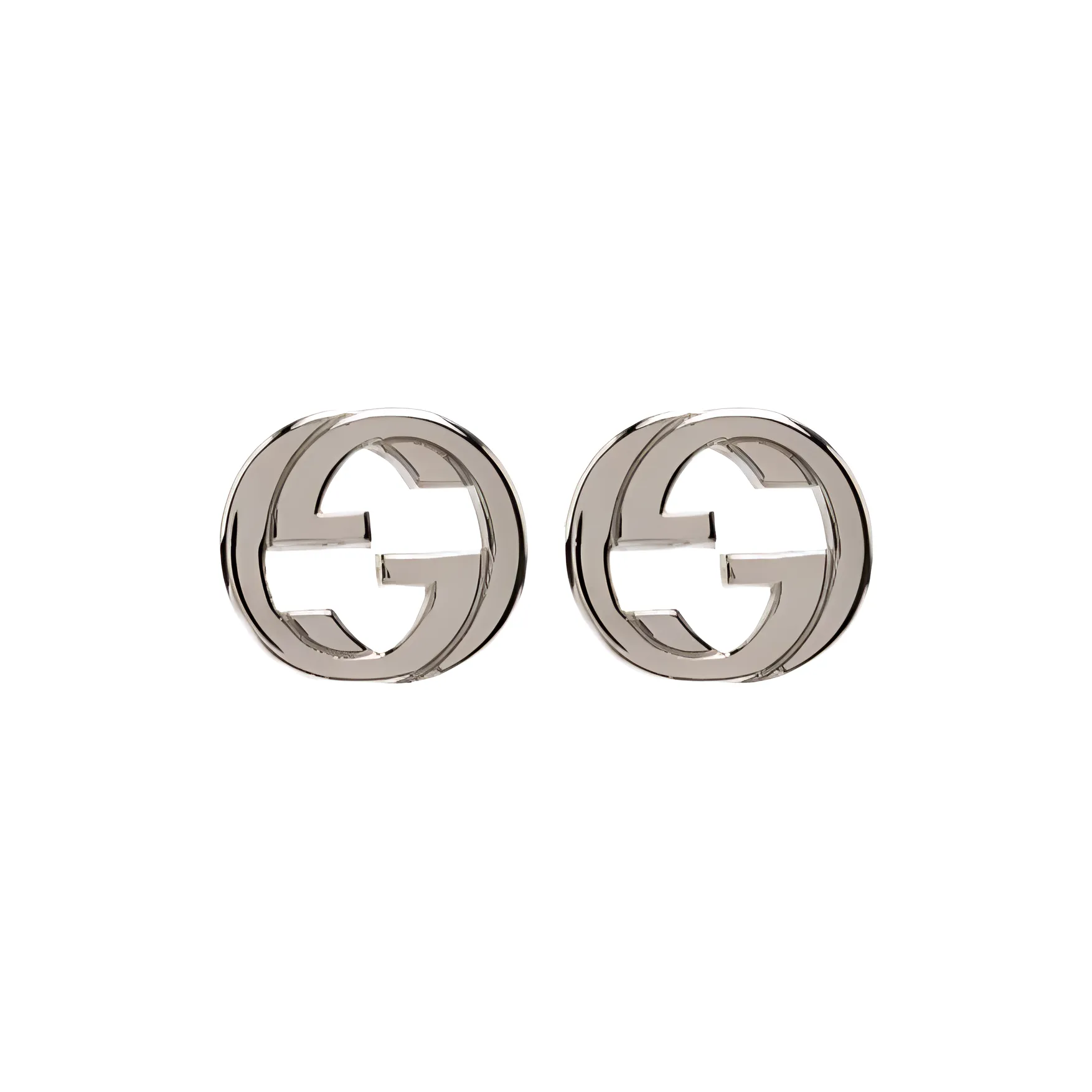 GUCCI Sterling Silver Interlocking G Stud Earrings