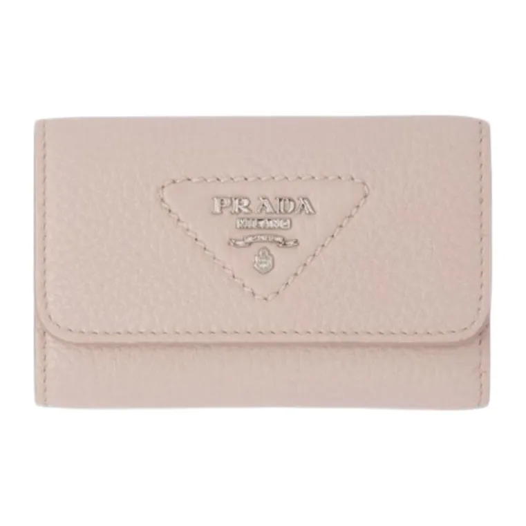 PRADA Leather Key Pouch Women's Water Lily Color