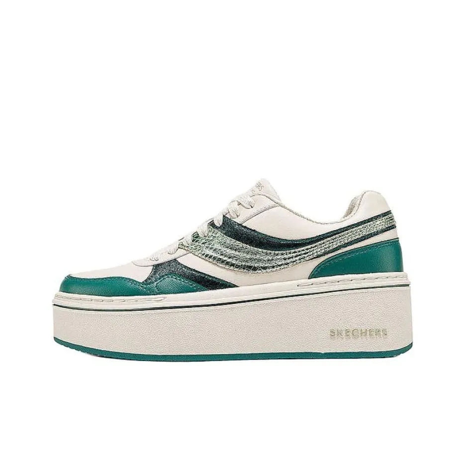 Skechers Court Classics Low Top Skateboard Shoes Women's White Green