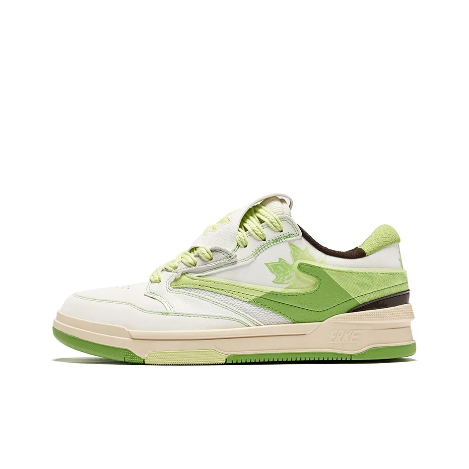 Erke Unique Maple Leaf 2.0 Wear Resistant Slip Resistant Low Top Skateboard Shoes Men's Microcrystal White Apple Green