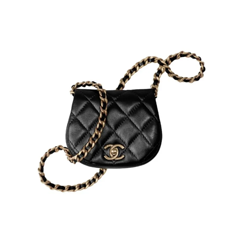 CHANEL Dome Bag Saddle Bag Shoulder Bag, Crossbody Bag, Coin Purse Women's Black