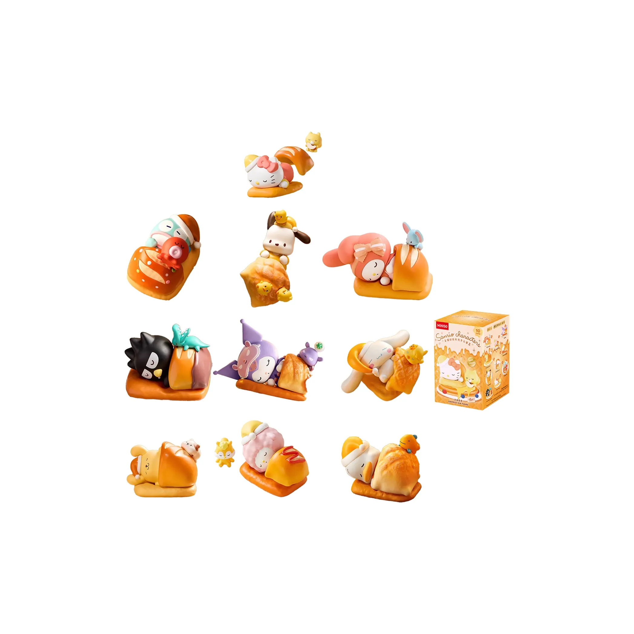 Miniso x Sanrio Счастье Baking Collection Фигурка Слепые коробки 10 для одной Blind коробки Целая коробка