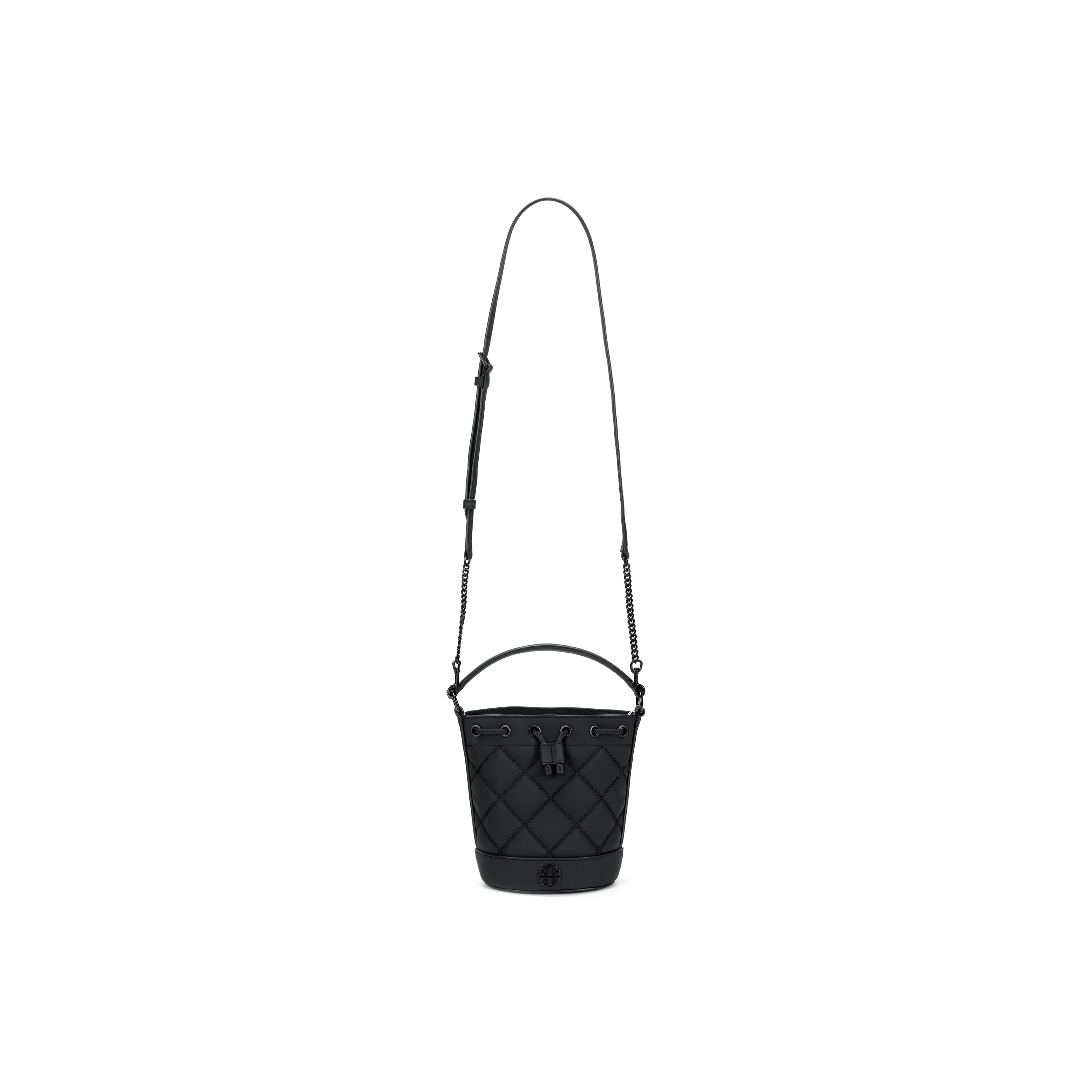 TORY BURCH Fabric Cow Leather Patchwork Bucket Bags Shoulder Bag Crossbody Bag Handbag Women's Black