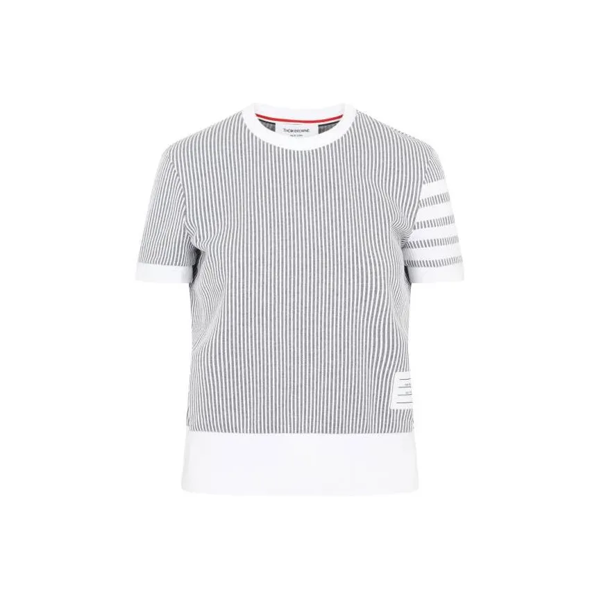 THOM BROWNE 4 Bar Striped Knitted Top