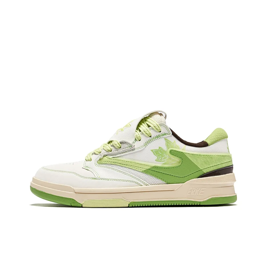 Erke Skateboard Shoes Women's Low Top Microcrystal White Apple Green