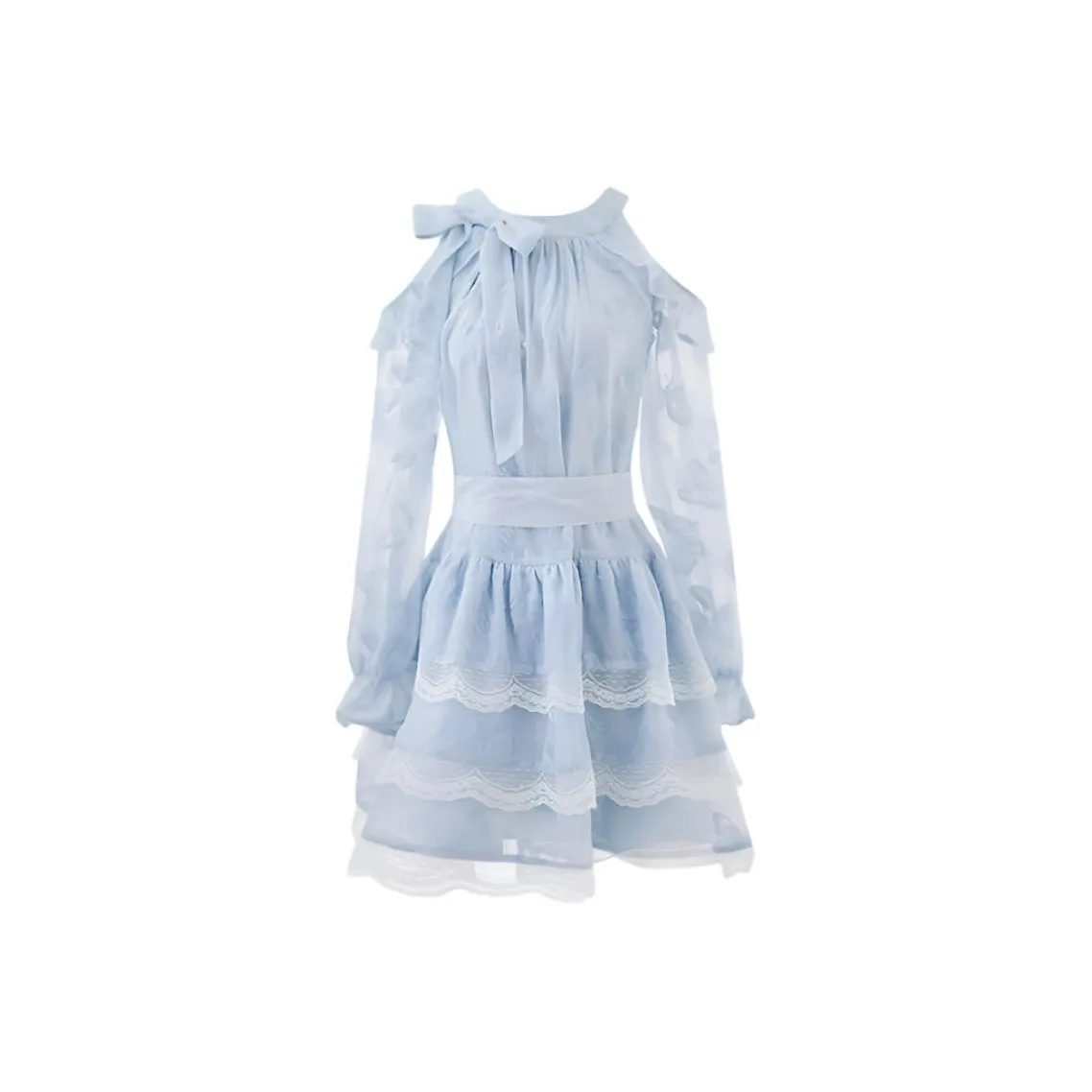 Incolore Длинное платье с длинными рукавами женское светло-синее