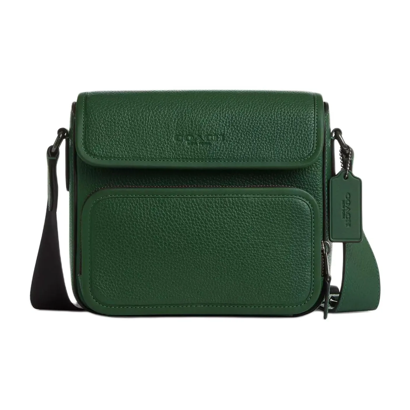 COACH Sullivan Pebble Leather Crossbody Bag Shoulder Bag Small Men's Hunter Green COACH Sullivan Pebble Кожаная Сумка через плечо Сумка на плечо Маленькая Мужская Хантер Зеленый