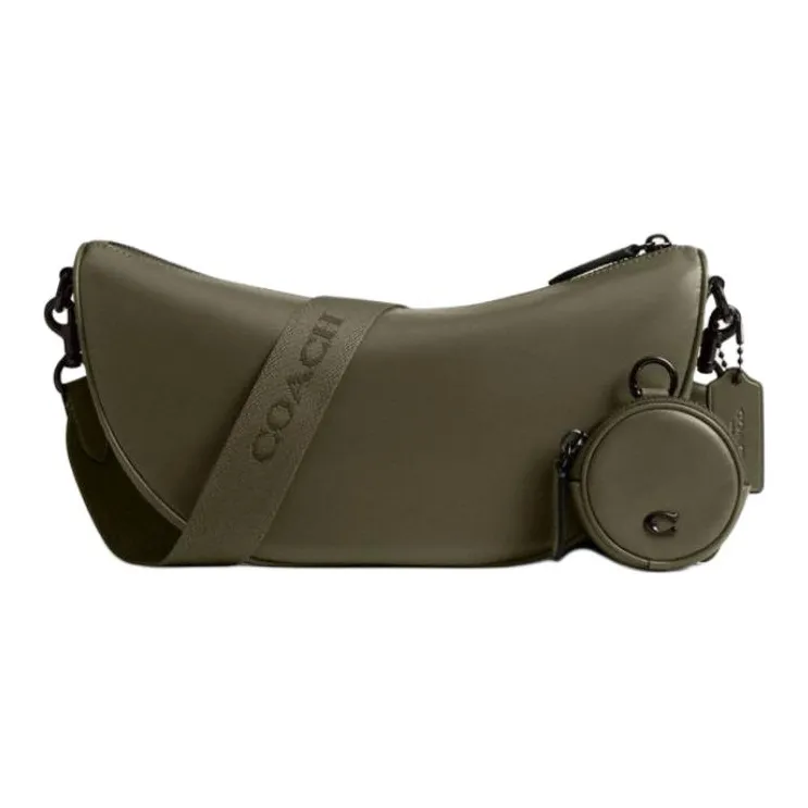 COACH HALL Коровья кожа Полумесяц Сумка Сумка через плечо Сумка на плечо Унисекс Армейский зеленый