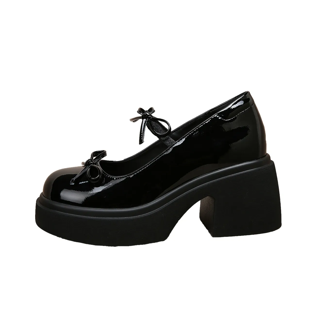 Forest Princess Грубый каблук Туфли Мэри Джейн Женские Черные