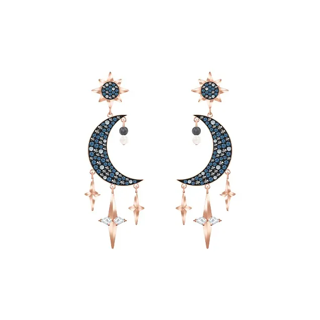 Swarovski SYMBOL Crystal Pearl Earrings Women's Blue