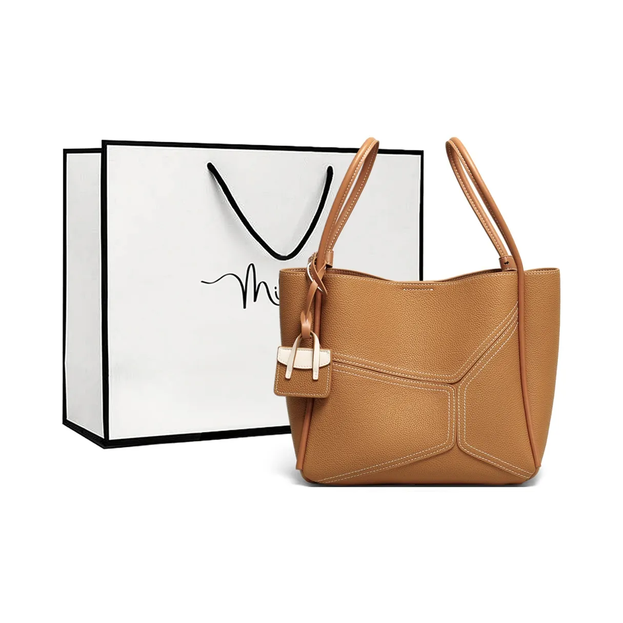 MILLIE'S Коровья кожа Подмышечный MOTHER Daughter Ведрообразная сумка Сумка на одно плечо Обычная Женская Цвет печенья