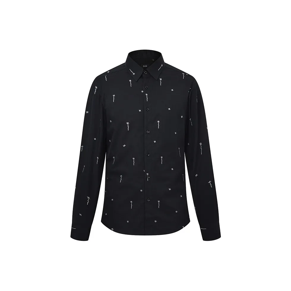 RARE Длинный рукав рубашка мужская черная