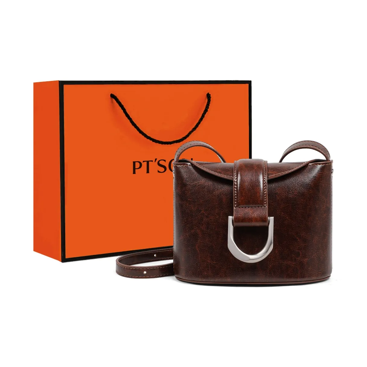 PT'SON Сумка через плечо из коровьей кожи с синтетической кожей стандартная женская винно-кофейного цвета