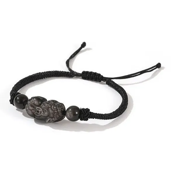 CLARKIA FLOWER Обсидиан Клубничный кварц Браслет Шнурок Унисекс