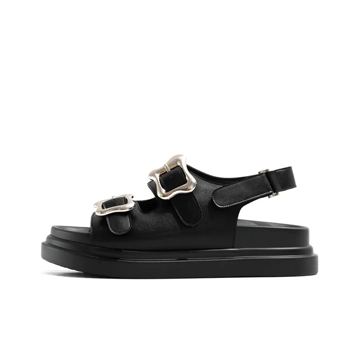 Old Meow Comfortable Soft Sole One Strap Sandals 4.5cm Women's Black