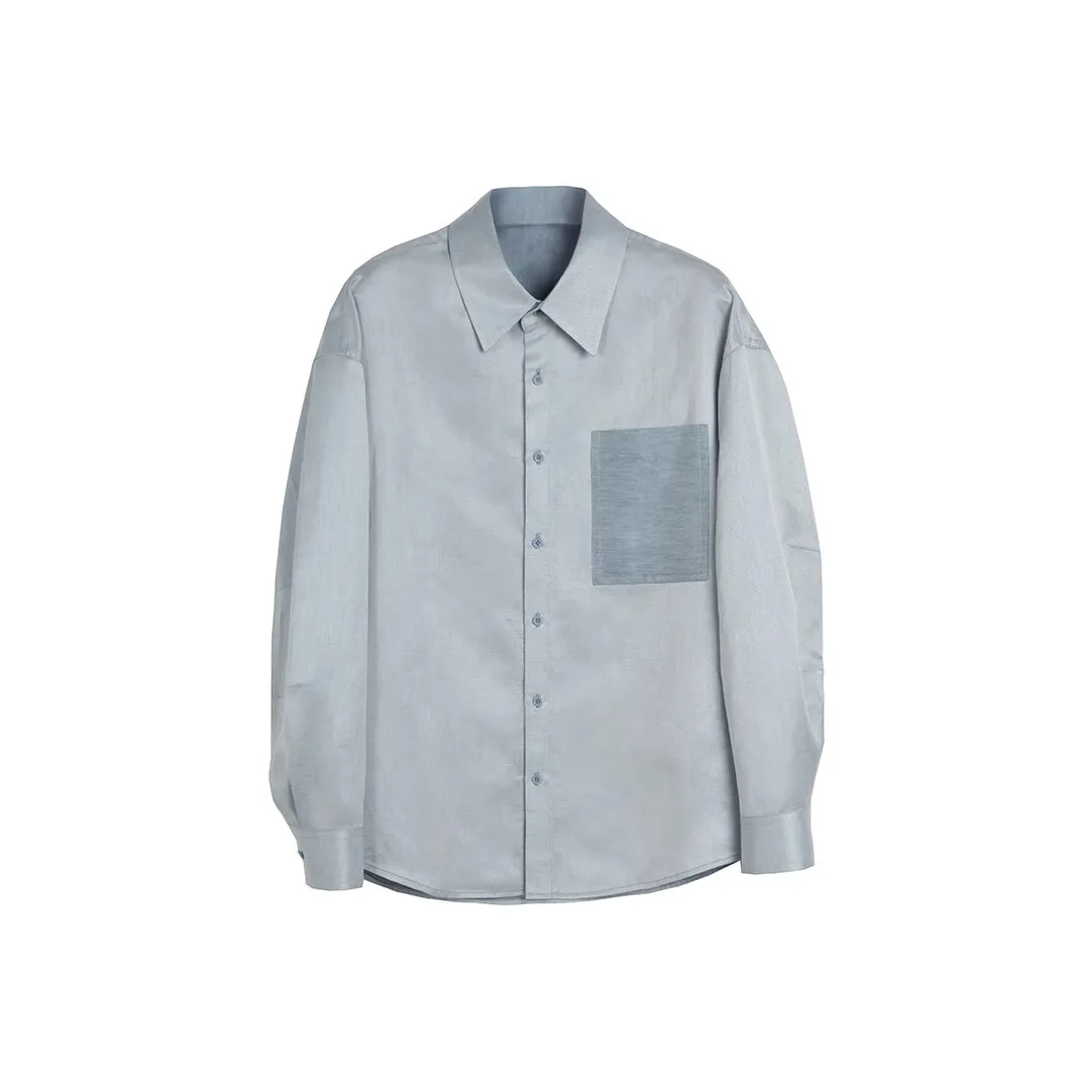 Osens Shirt Men's Linen & Light Blue