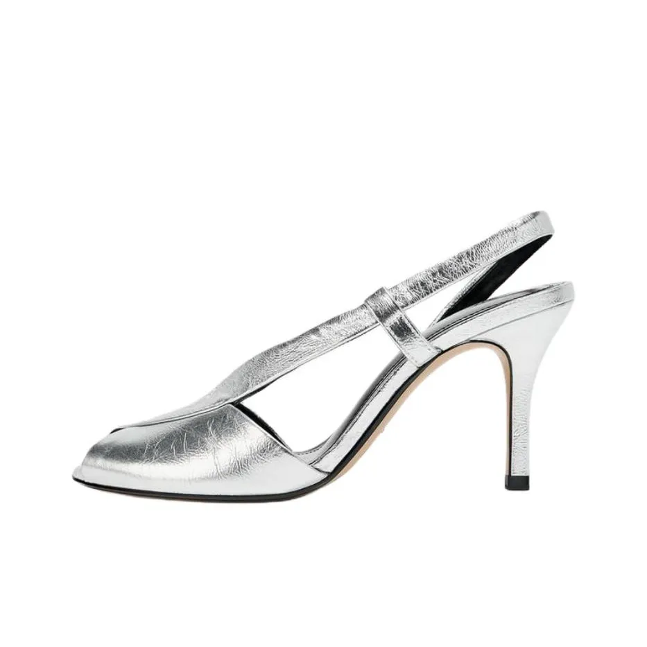 ZARA One Ремень Сандалии 9,5 см Женские Серебряные