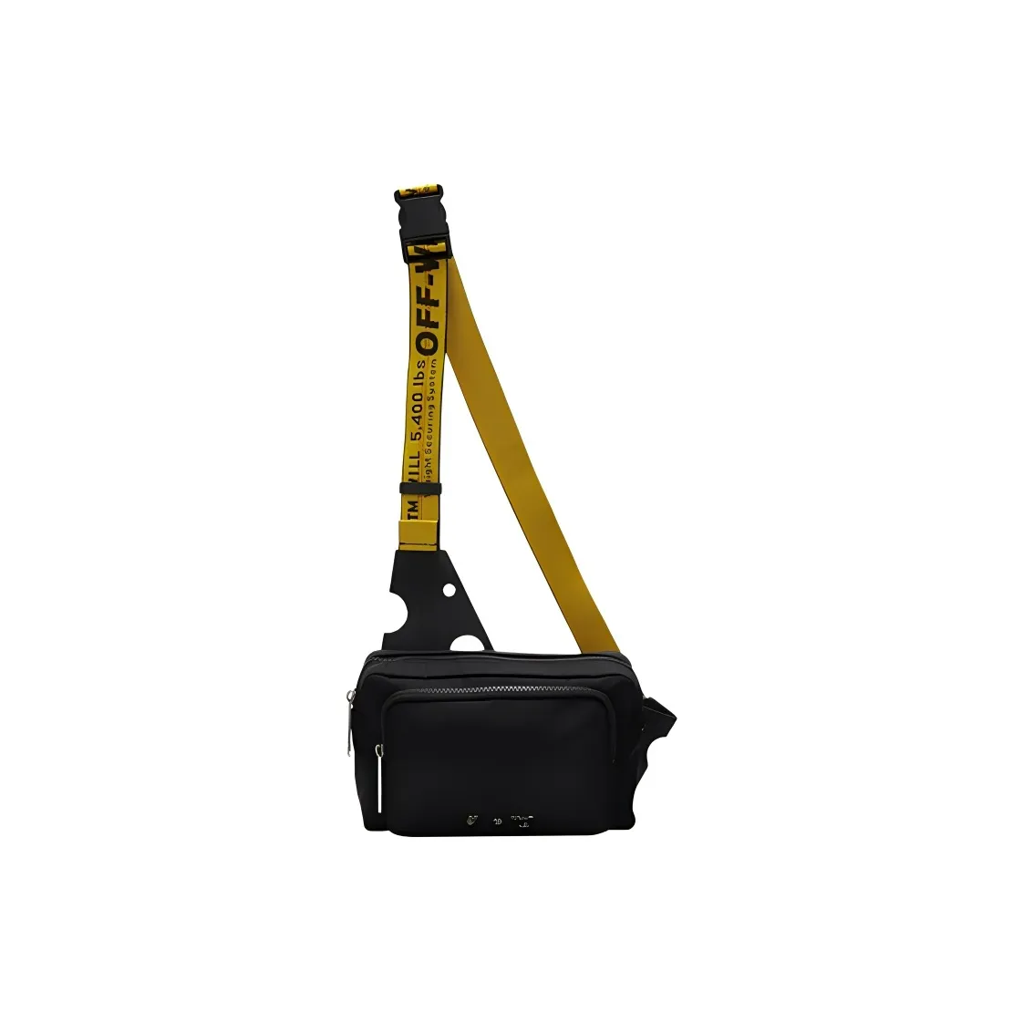 OFF WHITE Leather, Polyester, Nylon, Acrylic Crossbody Bag Sling Bag Men's Black