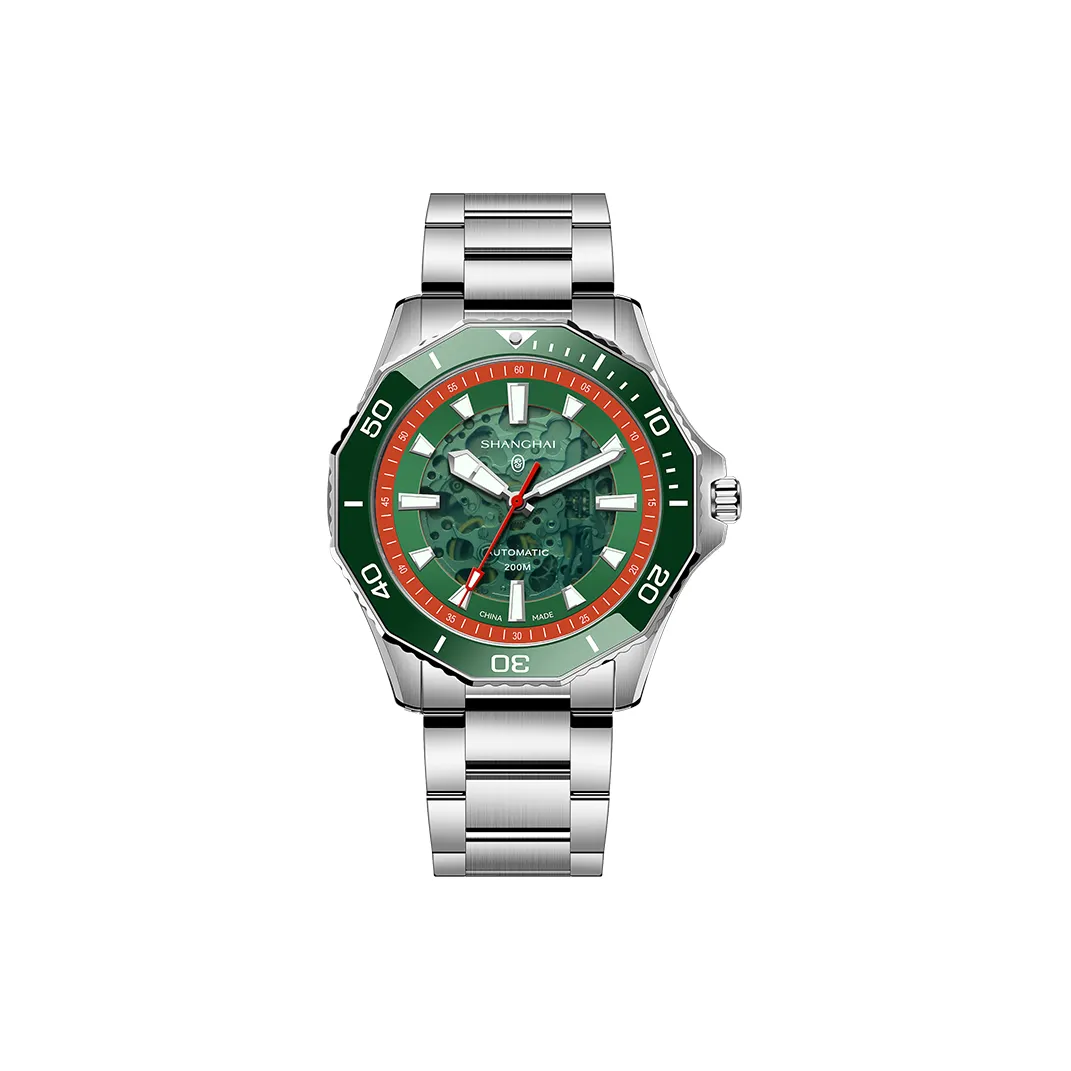 Шанхай Автоматический Механический Механизм Мужские Часы 42 мм Белый