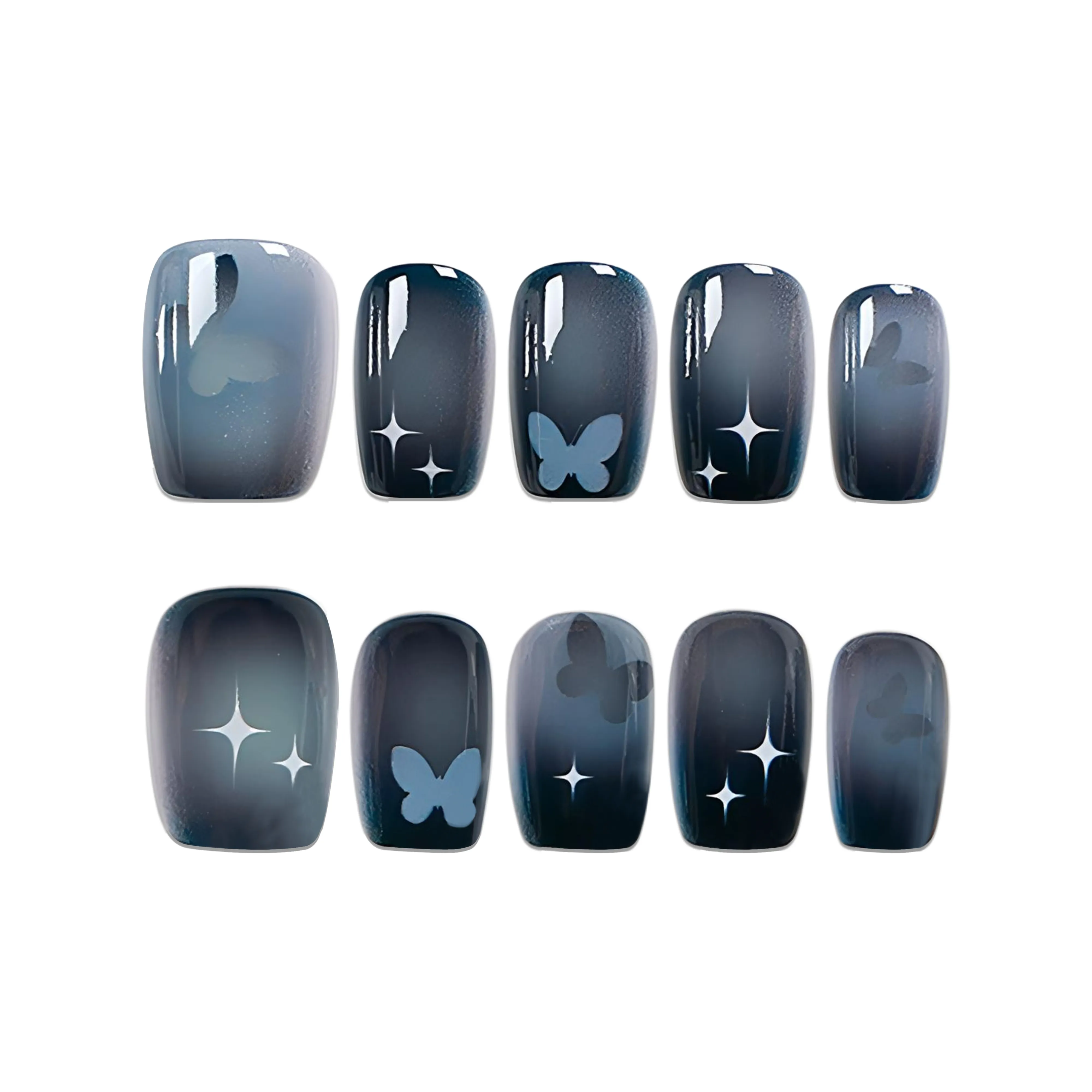 Fanze Бабочка Cut Out Позолоченный Звезды Звездное небо Ручной работы Короткий ЛАДЬЕР Кристально-синий Градиентный 15мм