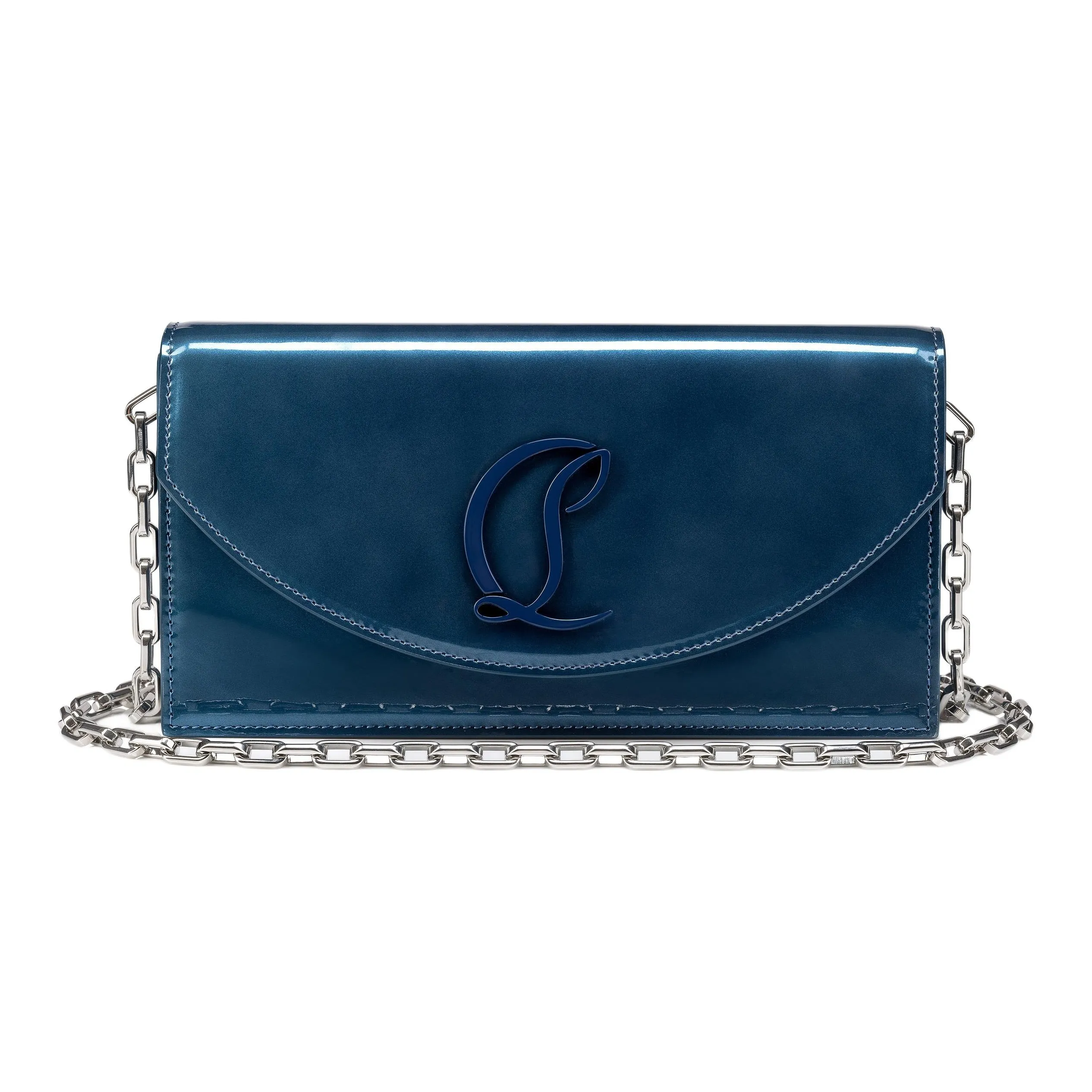 CL LUBOTING Patent Leather One Shoulder Crossbody Clutch Women's Denim Blue