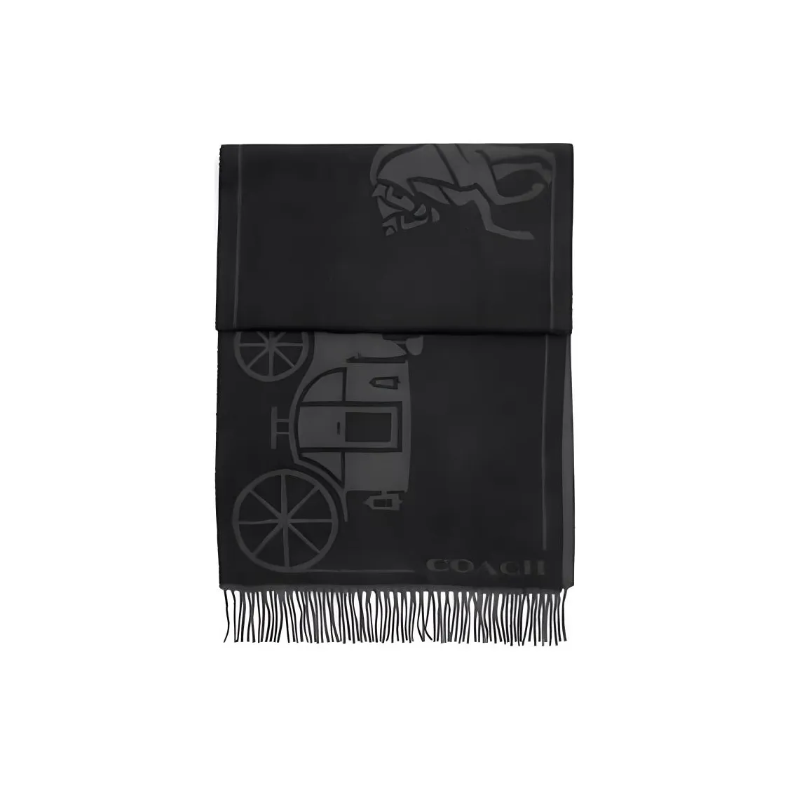 COACH Sheep Wool Cashmere Knit Scarves Unisex Black