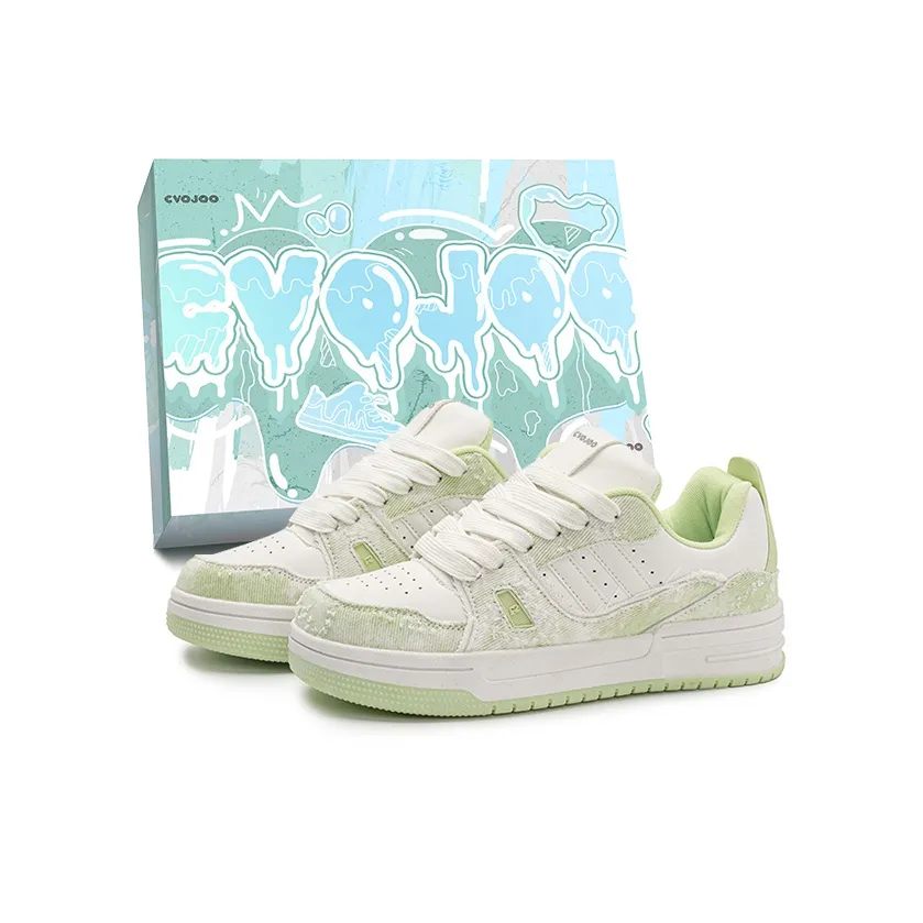 CVOJOO Slip-resistant Увеличение Высоты Низкие Кроссовки для Скейтбординга Унисекс Зеленые