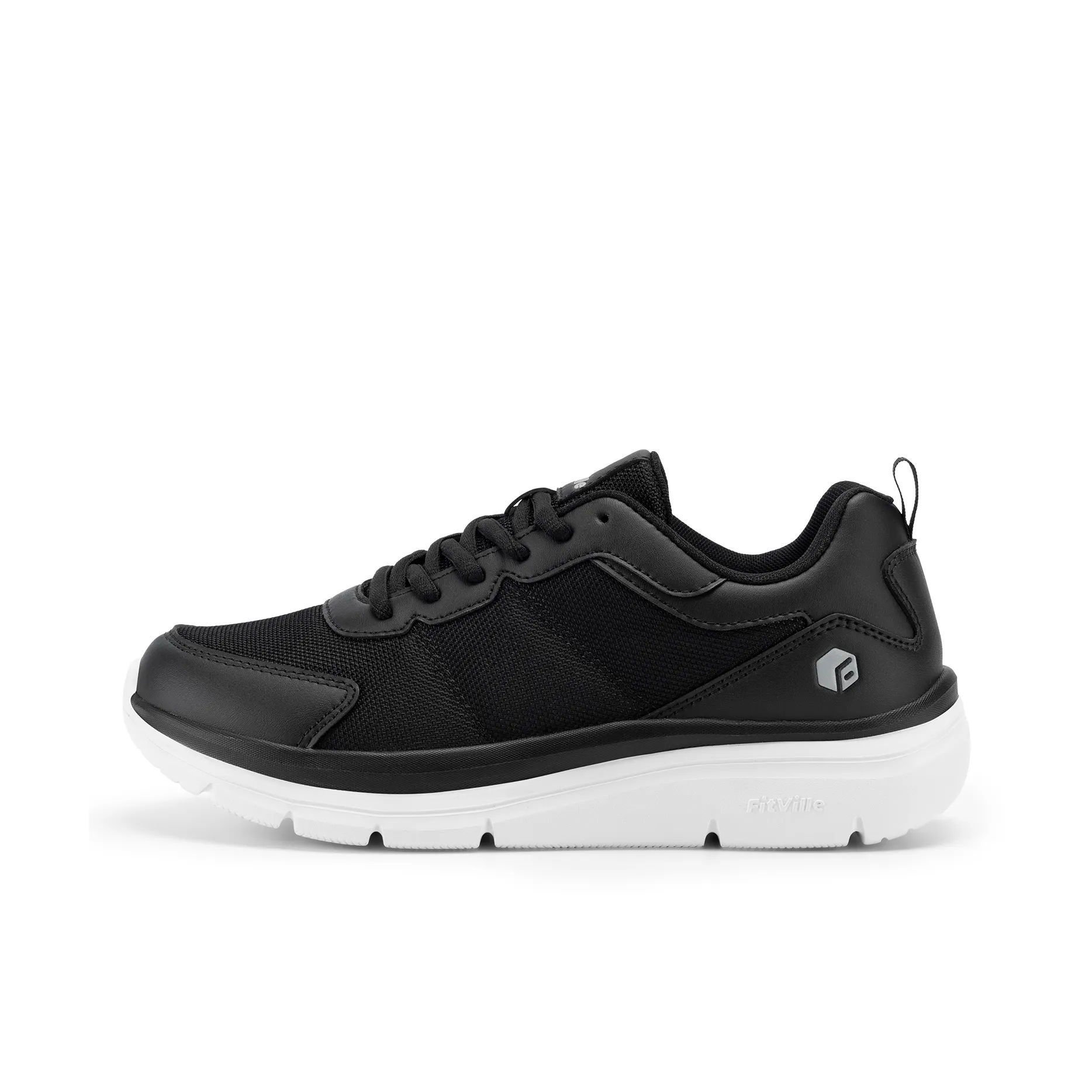 Fitville Cushioned Slip-Resistant Low-Top Casual Shoes Men's Black Plus Size Men's Shoes