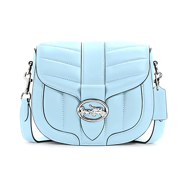 COACH Georgie Sheepskin Saddle Bag Crossbody Bag Small Women's Light Blue