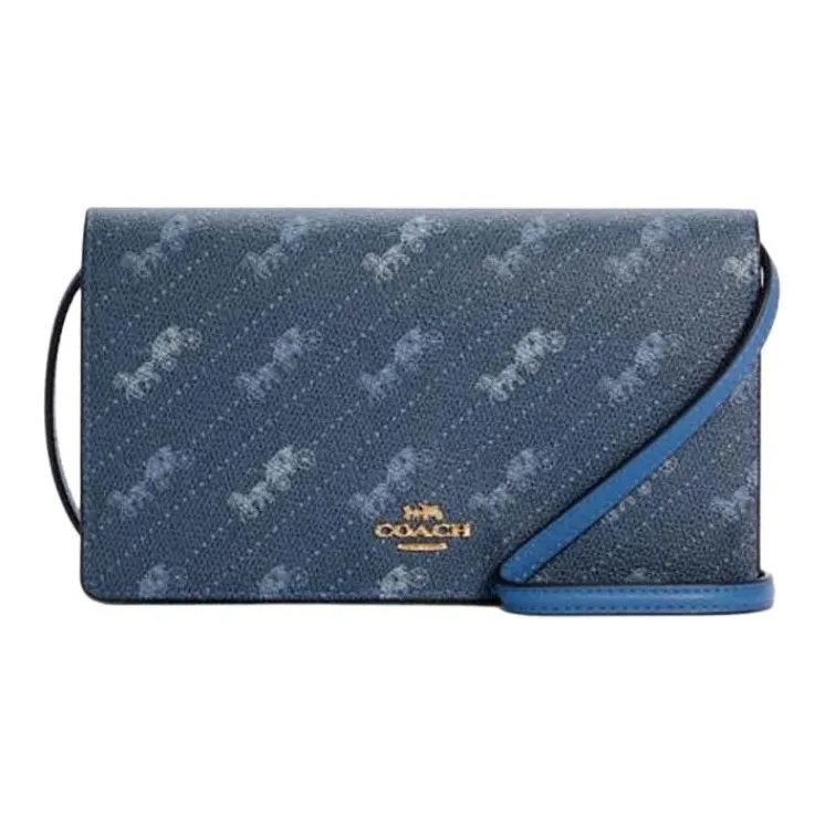 COACH Кожа Сумка с клапаном Сумка через плечо Маленькая Женская Синяя