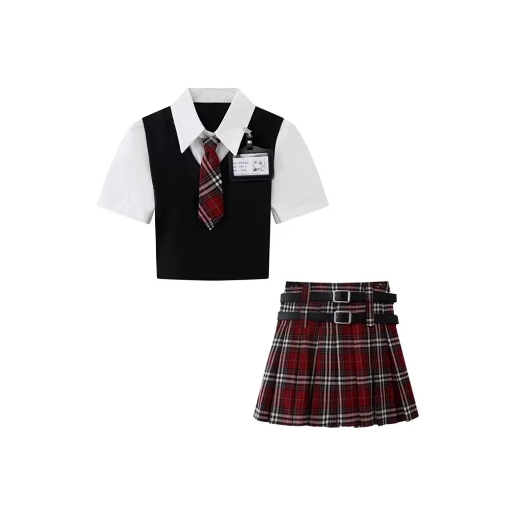 Garbege Топ Галстук Красный Платье Одежда Набор Женская Униформа