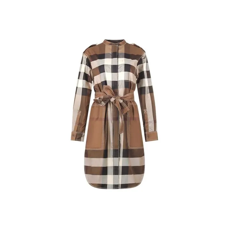 Burberry FW22 Long Sleeved Dresses Women's Brown