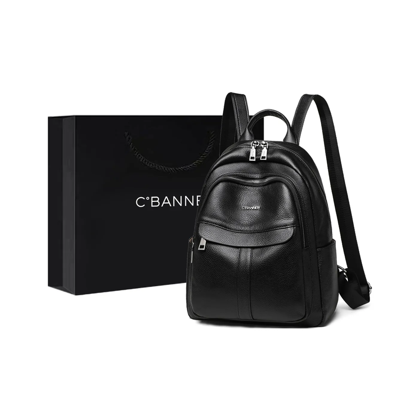 C°BANNER Рюкзак из коровьей кожи стандартный женский черный