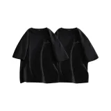 [2 Pack]Black (B Flower Language Line Chest Logo)+Black (B Flower Language Line Chest Logo)