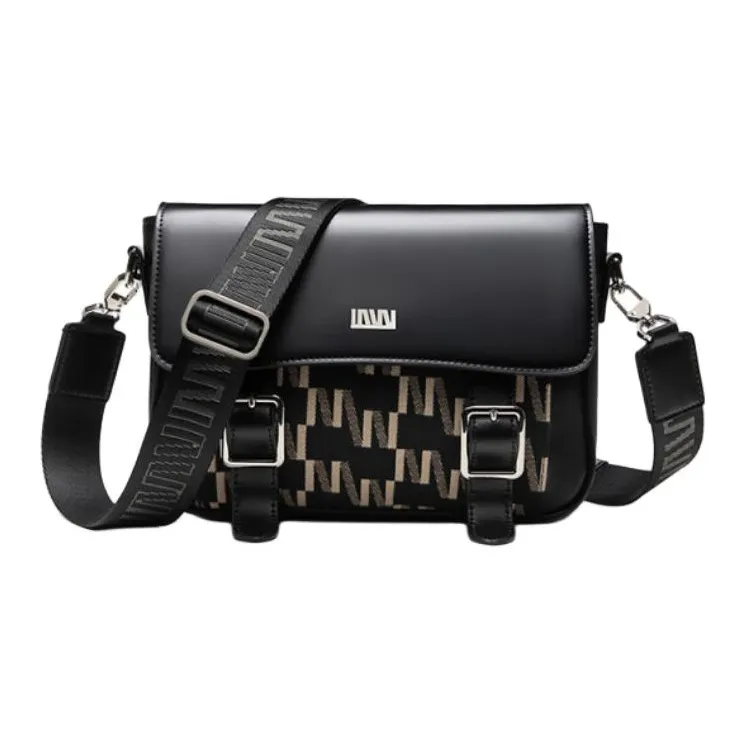 SEPTWOLVES Ткань + Искусственная кожа Курьерская сумка Сумка через плечо Средняя Унисекс Черный хаки Черный Синий