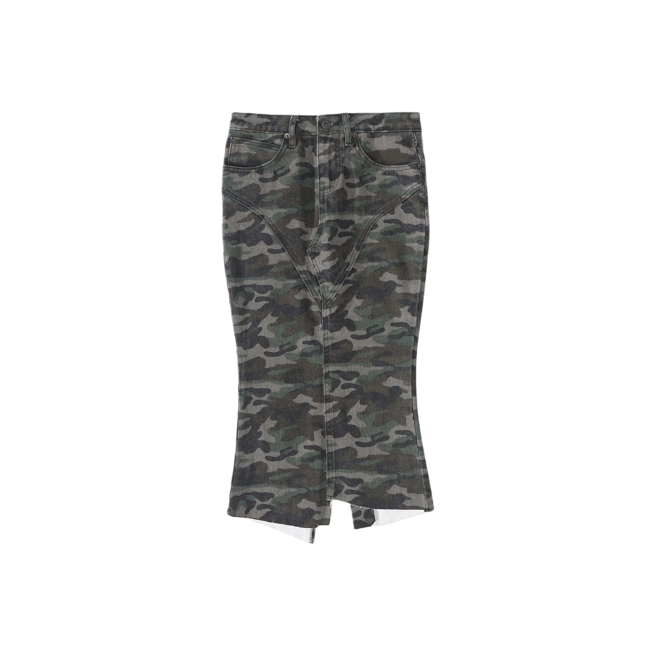 Wen Shan Деним Длинная Юбка Женская Камуфляж
