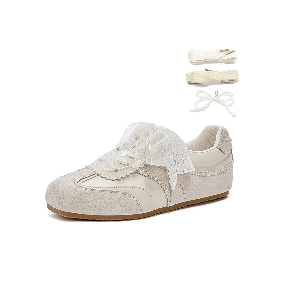 JOSINY Vintage Fashion Instagrammer Балет Немецкие армейские кроссовки Низкий топ Спортивный стиль Кэжуал Женский Экрю