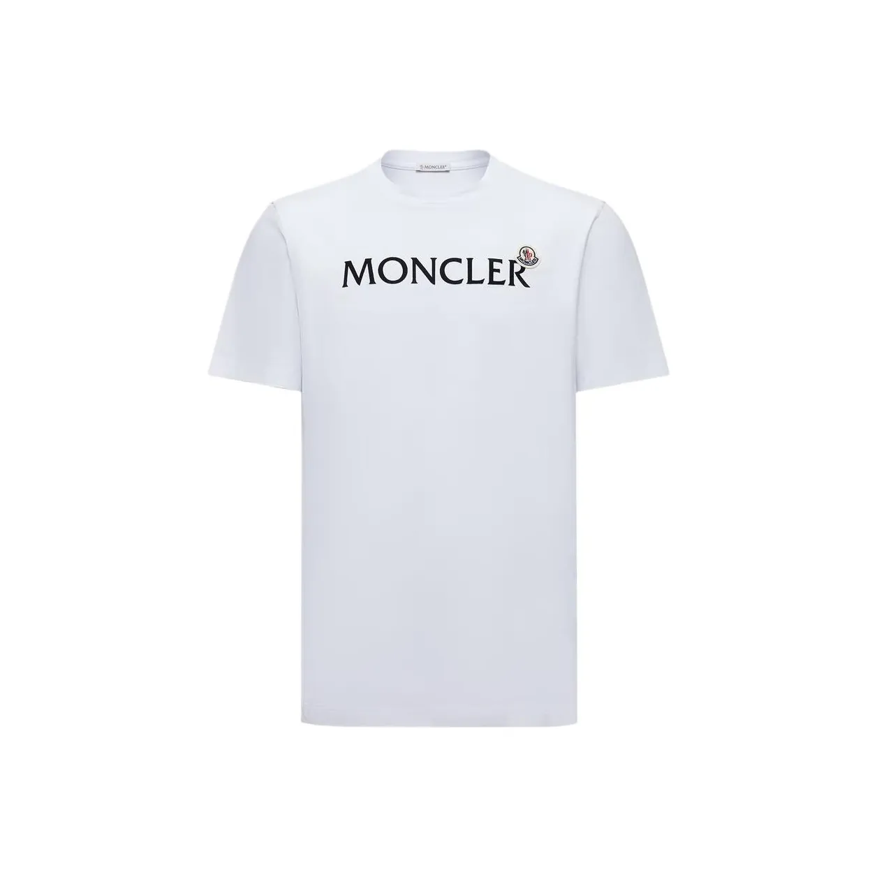 MONCLER Flocked Логотип Хлопок T Рубашка Мужская Белая