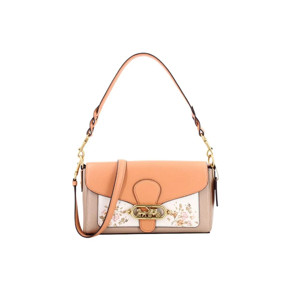 COACH Jade PVC Shoulder Bag, Portable Crossbody Bag Medium Size Women's Khaki & Light Orange