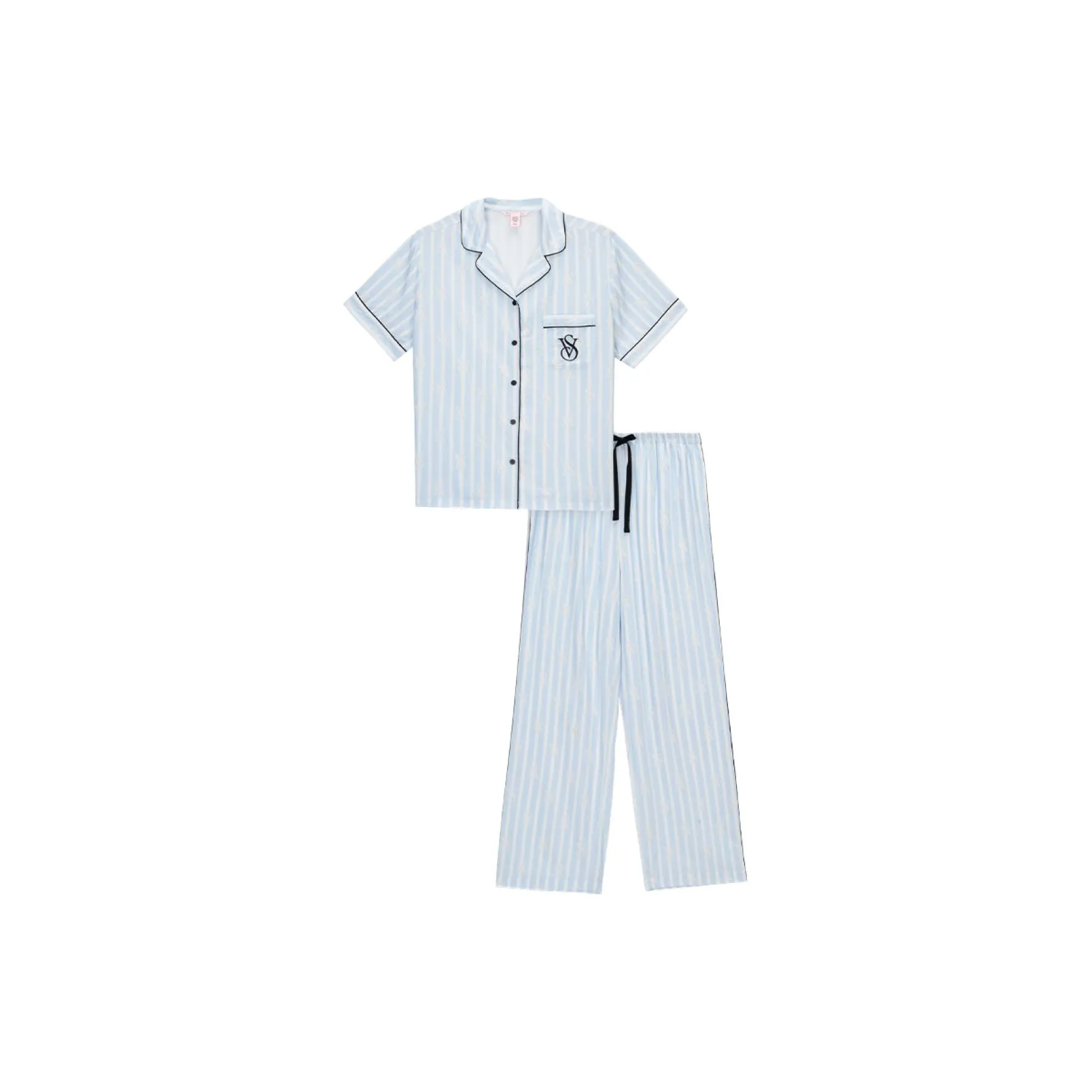Victoria's Secret Pajama Set Women's Blue White Stripes