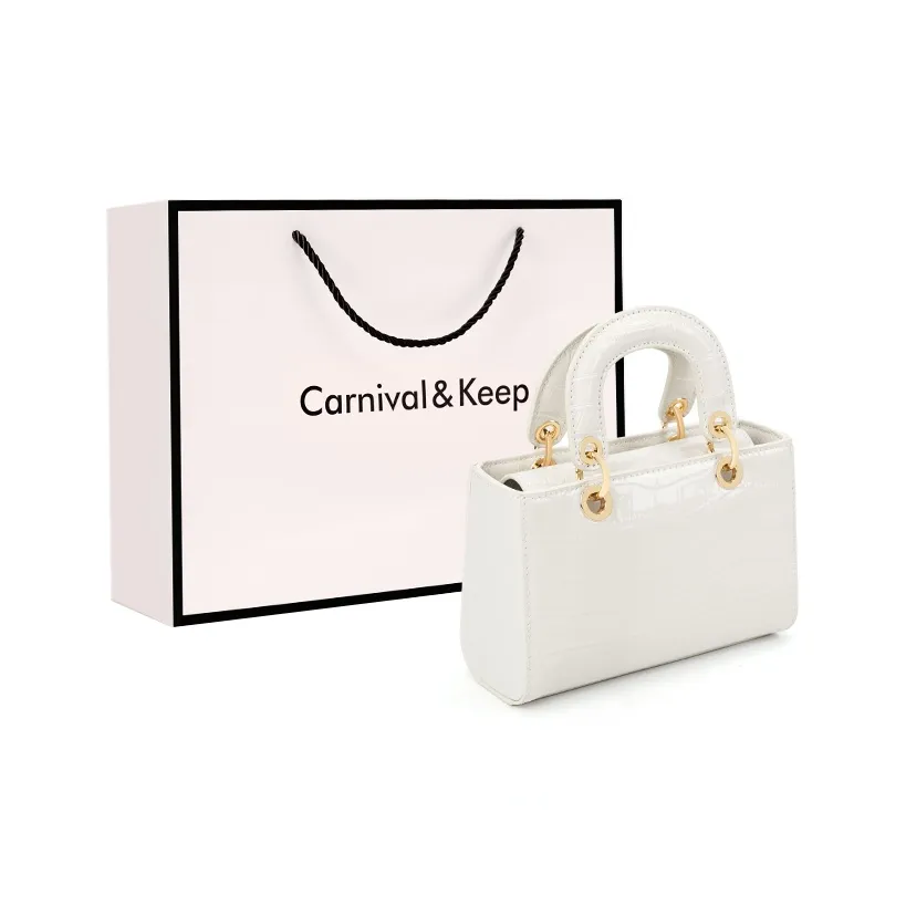 Carnival Keep Коровья кожа Сумка Lady Dior Ручная сумка Сумка через плечо Сумка на плечо Стандартная Женская Черная Белая