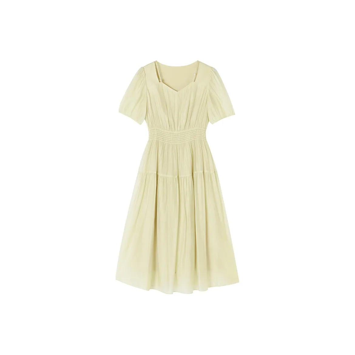 XIANGYING Short Sleeved Dress Women's Light Yellow