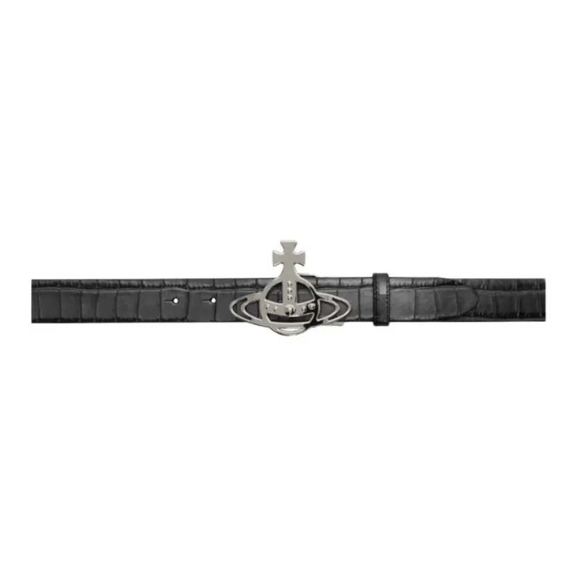 Vivienne Westwood Leather Belts Men's Black Width 3CM