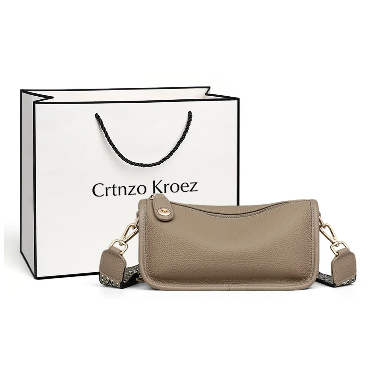 Crtnzo Kroez Сумка через плечо из коровьей кожи женская слоновая серый