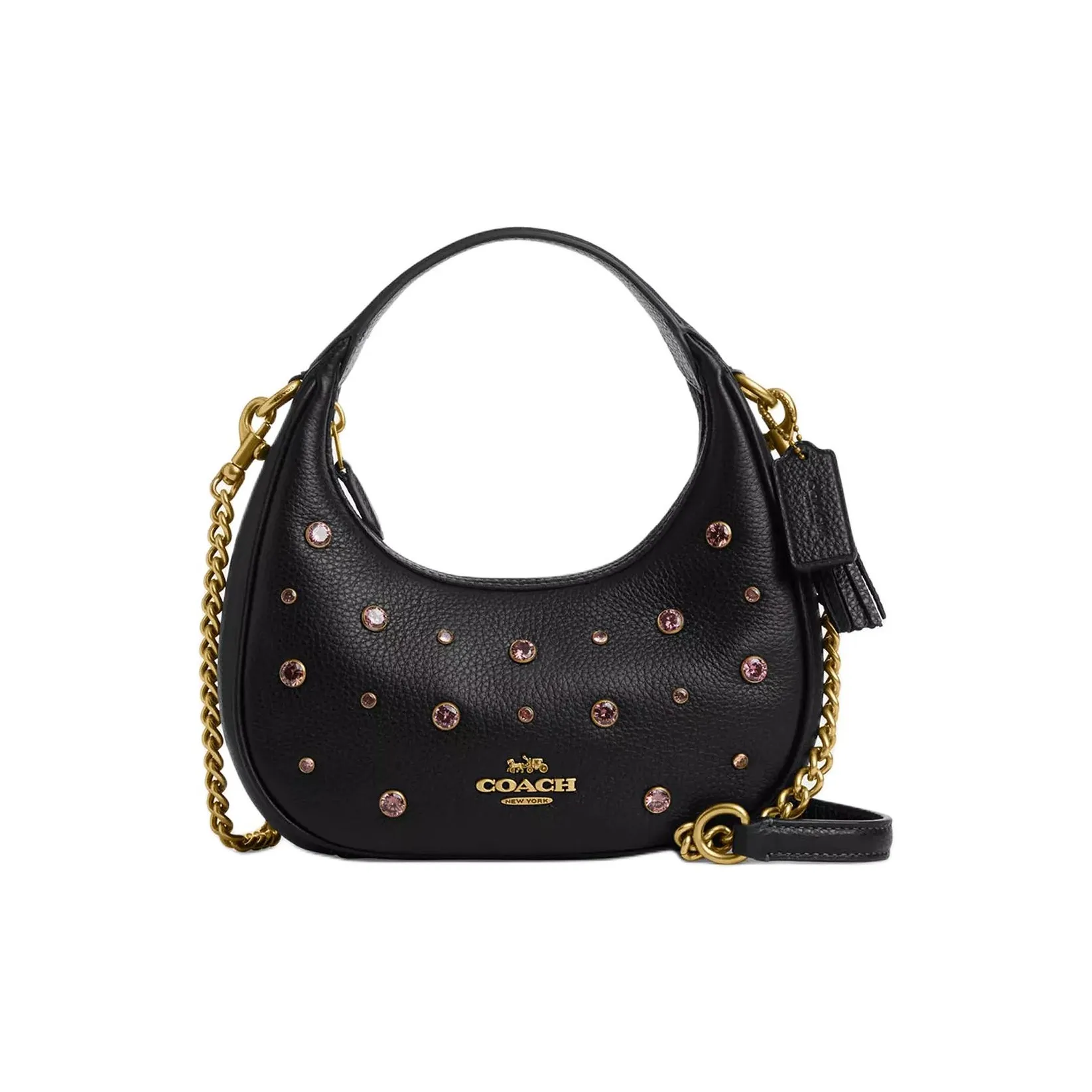 COACH CARMEN Delicate Pebble Кожа Сумка через плечо Сумка Мини Женская Черная