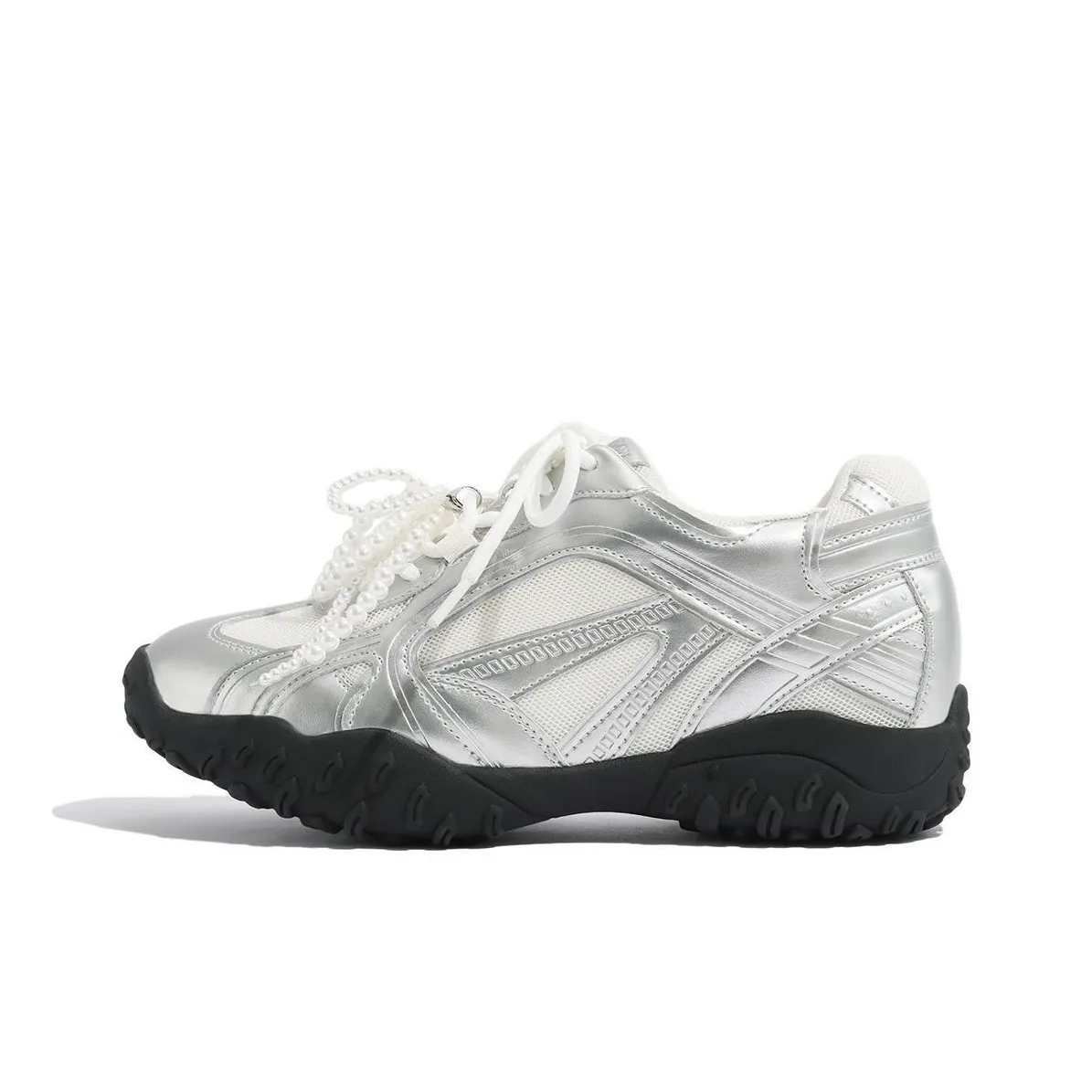 QING MISS Дышащий Легкий Увеличивающий Высоту Низкий Топ Повседневный Женские Серебряный